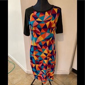 LuLuRoe Geometric primary colors shirt dress